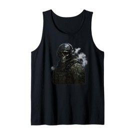 Cool Gaming Black Army Soldier Illustration Graphic Designs Tank Top
