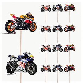 Moto GP Motorbikes Birthday Party Food Cupcakes Picks Decorations Toppers (Pack of 14)