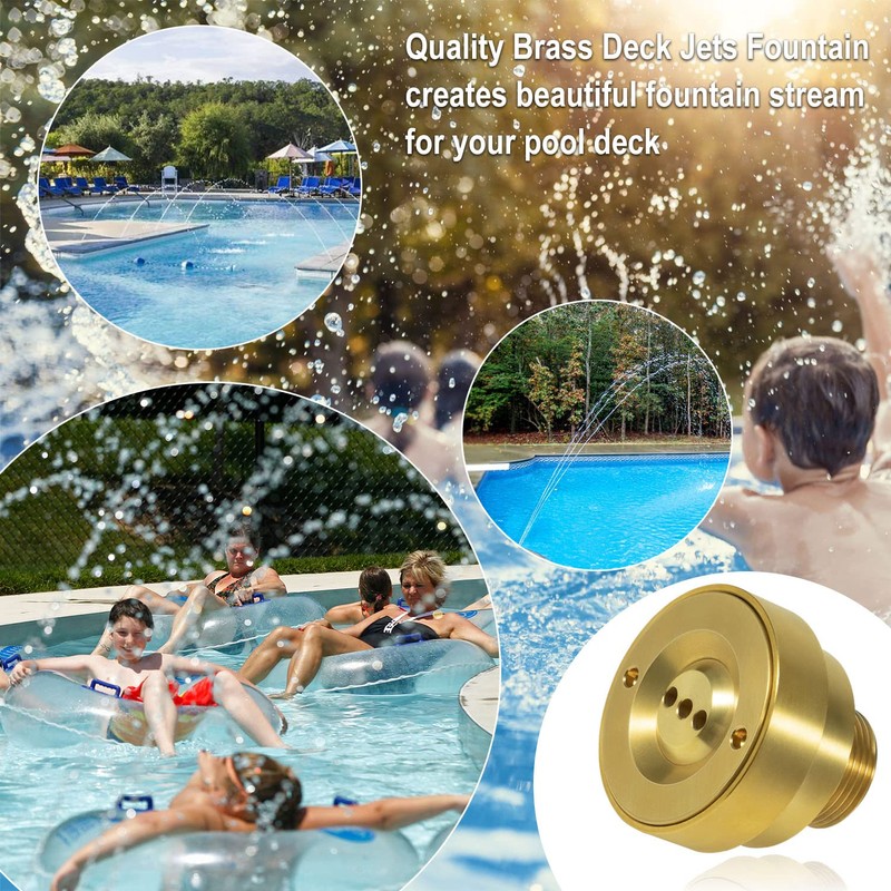 Hihitomorrow 3 Hole Pool Brass Deck Jet Nozzle with Ground