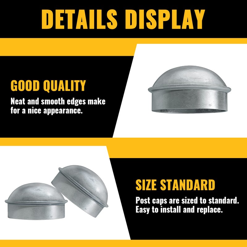 VIVIDA 2-7/8" Fence Post Caps, Chain Link Post Caps, Galvanized