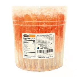 Extra Large Rock Candy Sticks: 36 Orange Rock Candy Sticks - Individually Wrapped - Crystal Rock Candy Sticks for Candy Buffet, Party Favors, Birthdays, Weddings, Receptions, Bridal and Baby Showers