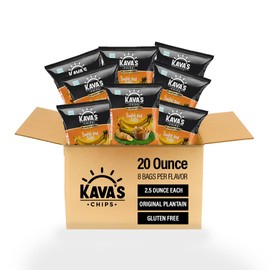 Kava's Plantain Chips, Sweet & Salty Chips - 8 Packs Vegan & Gluten Free Chips | Bulk Plantain Chips, Healthy Snacks, Delicious Original Plantains Chips | Bulk Chips 2.5 Oz each Pack