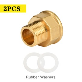 Reducer 1/2 to 3/4 Inch Made of Brass, AG/Female Thread Reducer Extension, Pack of 2 Reducer Extension Reducer (1/2 Inch Outer x 3/4 Inch Inside) Thread/Brass Fittings