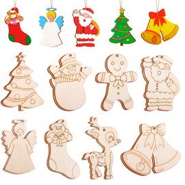 MELLIEX Pack of 16 Christmas Tree Pendants, Wood, Wooden Christmas Tree Decoration Pendants, Christmas Decoration for Christmas Gifts, DIY Crafts Gift Box