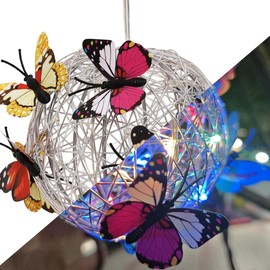 Hanging Solar Lights in Color Outdoor Garden Ornaments Butterfly Ball Solar Lights Outdoor Garden Ornament Aluminum Waterproof for Yard Garden Pathway Balcony