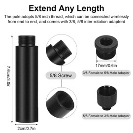 4 Pieces Microphone Extension Tubes and 4 Pieces Microphone Thread Adapter (3/8 Female to 5/8 Male and 5/8 Female to 3/8 Male), Microphone Stand Adapter, for Tripod and Microphone Stand and Camera