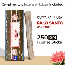 Satya Nag Champa Palo Santo Incense Sticks 250 gm Pack, Insenses with Raajsee Insence Holder Bundle, Nag Champa Natural Incense