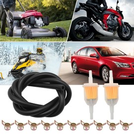 MospdyGear 2Pcs Motorcycle Inline Fuel Filter Kit, Inline Fuel Filter Line Spring Clips Kit, Replacement for Car Motorcycle Oil Lawn Mower Filter