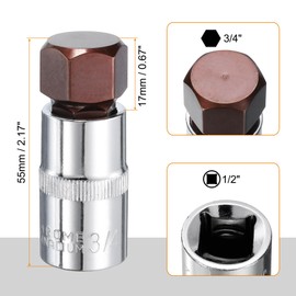 QUARKZMAN 3/4 Inch Hex Bit Socket 1/2 Inch Drive SAE S2 Steel Square Drive Socket Extension Ratchet Wrench Accessories for Converting Screwdriver with Wrench