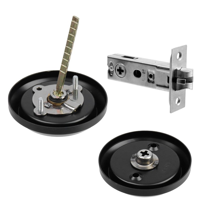 Antrader 1Pcs Privacy Sliding Door Lock, Black Round Recessed Pocket