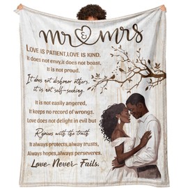 OIIJZzy African American Wedding Gifts for Couples 2025, Bridal Shower Gifts for Black Bride to Be, African Mr and Mrs Gift, Wedding Blanket for Newlyweds 60"x50"