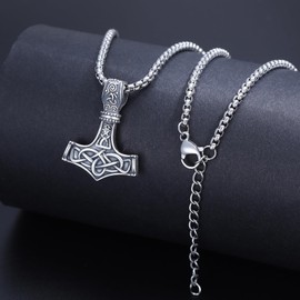 REDSUN Viking Thor's Hammer Necklace 925 Sterling Silver Thors/Arrowhead/Anchor/Hammer Pendant Celtic Pendant Amulet Jewellery for Men Son Boys Women Men Unisex, Sterling Silver