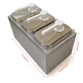 KONKENIE Sauce Dispenser Pump Stainless Steel Squeeze Condiment Dispensing Condiment Pump Station for Home Kitchen Sliver (3 Heads/6L)