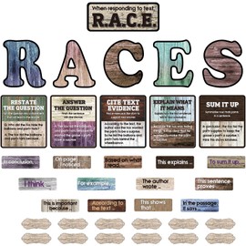 Pasimy 49 Pcs Races Writing Strategy Decorations Rustic Wood Cutouts with Sentence Beginning Classroom Writing Process Bulletin Board Decor for Elementary Home School Classroom Wall Decor(Rustic Wood)