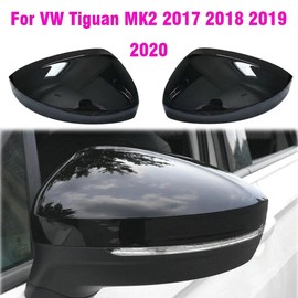 1Pair Exterior Side Rear View Mirror Cover Cap For VW Tiguan MK2 2017 2018 2019 2020 Gloss Black