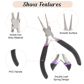 Jewellery Pliers, 3-Piece Jewellery Pliers Set, Needle-Nose Pliers, Round Pliers, Wire Cutter, Small Pliers with Jump Ring Opener for Jewellery Making, Jewellery Repair, Craft Pliers