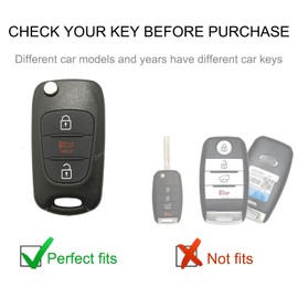 CACARLIKE for Kia/Hyundai Key Fob Cover with Leather Lanyard, Car Key Fob Case Compatible with 2010-2013 Kia Soul 2012-2014 Kia Rio Sportage Smart Key Protector Holder