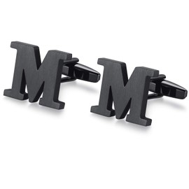 Honey Bear 1 Pair Men's Stainless Steel Cufflinks Wedding Cufflinks Cuff Links Silver Letter, Multi-Way, Stainless Steel