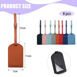 TRKETK Pack of 8 Luggage Tags Waterproof PU Leather Luggage Tag Suitcase Tag with Address Label Luggage Tag for Travel Bag Suitcase Traveler Businessman Suitcase Tag Air Travel