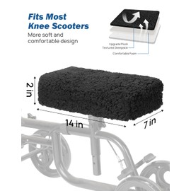 JOYTUTUS Knee Scooter Cushion Cover, Knee Scooter Pad for Comfort, Memory Foam Cushion Knee Walker Accessories with Removable Cover, 1.65‘’ Thick Fits Most Knee Walker Models