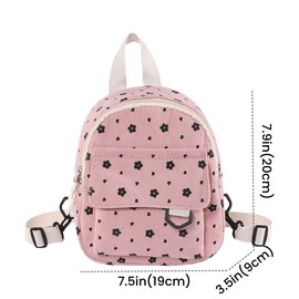 FUNSEED Mini Backpack Women Cute Corduroy Floral Small Casual Clutch Daypack Purse, pink