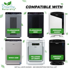 Breathe Naturally Replacement Filters Compatible with Winix C535, Plasmawave 5300, 6300 and Aeramax 300/290 Air Purifiers - True HEPA Filters for Home Purifiers - 12.6" x 16.3" x 1.25" (1 HEPA Filter)