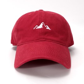 Eoslya Men's Baseball Cap - Mountain Embroidery Vintage Soft Cotton Adjustable Dad Hat, Breathable & Comfortable for Outdoor Sports Hiking Fishing Camping Red