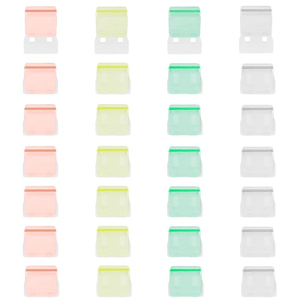 Set of 40 plastic folding clips (4 colours: white, green,