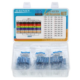 AUKENIEN AUKENIEN 5W Resistor Kit 21 Values 105pcs 5 Watt Metal Film Fixed Resistors Assortment Pack 1 to 1M Ohm Common Industrial Electrical 5watt Assorted Resister Set RoHS Compliant with 1% Tolerance