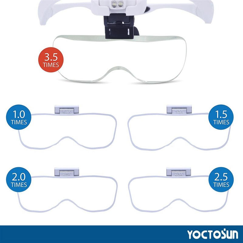 YOCTOSUN Magnifying Glasses with Light, LED Head Magnifier with 5