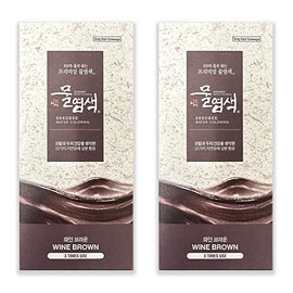Water Coloring, Hair Dye Powder Mix with only Water, 32 Herbal Ingredients for Healthy and Shinny Hair. (Wine Brown, pack of 2