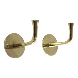 JUVOSY Unlacquered Brass Wall Hooks – Heavy Duty Handcrafted Decorative Coat & Towel Hooks with Vintage Patina Finish – Ideal for Bathroom, Entryway, Kitchen, Mudroom