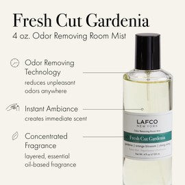 LAFCO New York Odor Removing Room Mist, Fresh Cut Gardenia - 4 oz - Eliminates Unpleasant Scents & Provides Luxurious Fragrance - Up to 750 Pump Sprays Per Bottle - Made in the USA