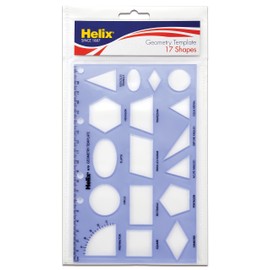 Maped Helix USA - Geometry Shapes Drawing Template - 17 Shapes - Educational Tool - Enhances Precision - Ideal for Drafting & Design - 20cm Ruler