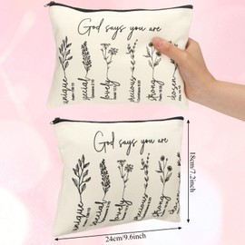 Coume 12 Pcs Thank You Gifts for Women Makeup Bag Inspirational Employee Appreciation Gift for Teacher Coworkers Nurse Social Worker Caregiver Volunteer Canvas Cosmetic Bag for Birthday(Uplifting)