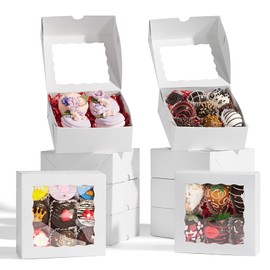 JCXGRVC JCXGRVC 50pcs small bakery boxes 5x5x2 inches white candy cookie boxes with window treat boxes for chocolate truffle box