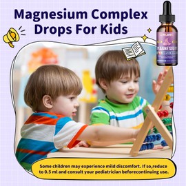 Kids Magnesium Liquid Drops-Magnesium Glycinate Liquid for Kids Supplement-w/L-theanine, Omega-3, Vitamin B6, D3 - for Sleep, Relaxation, Brain, Bones - 2 Fl Oz Children's Calm, Strawberry Flavor