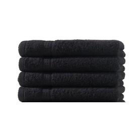 Zestri Terry Guest Towel Set of 4 | Black 30 x 50 cm | 100% Cotton 500 g/m² | Oeko-Tex Standard 100 Hand Towel Guest Towel