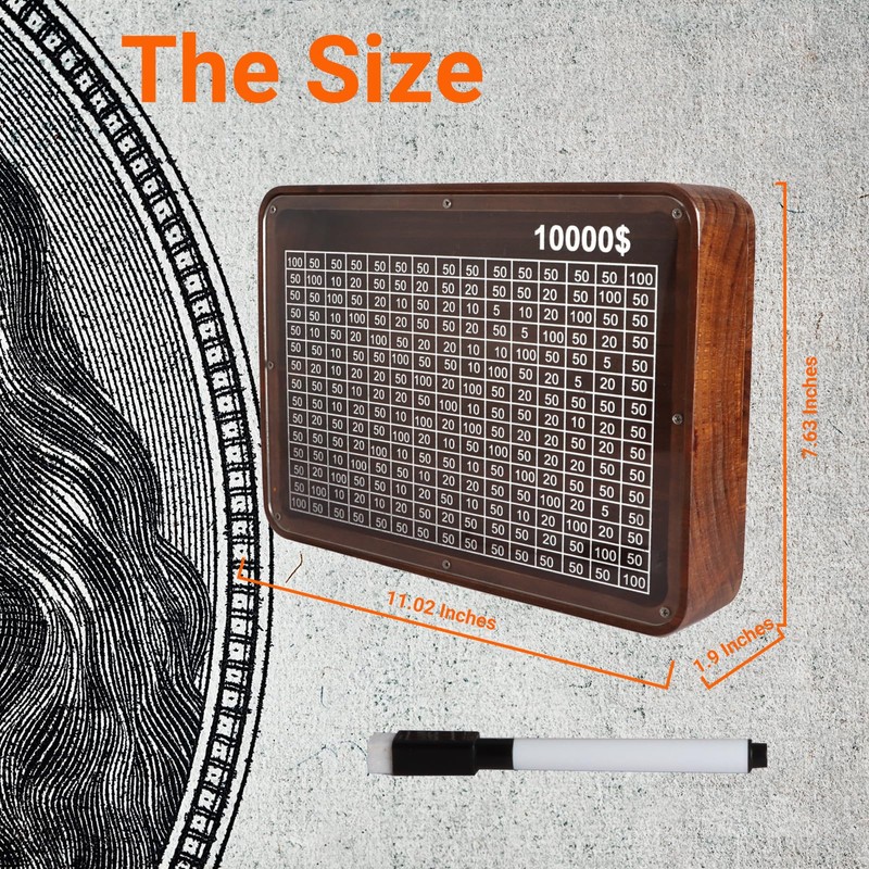 Piggy Bank for Adults 10000 Saving Challenge Cash Wooden Box