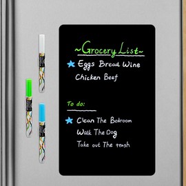 Magnetic Chalk Board Sheet for Fridge - 30 x 20cm, Bright Color Chalk Markers & Easy Clean, Small Blackboard for Home Kitchen Refrigerator, Flexible Magnet Chalkboard as To Do List Memo Message Notice