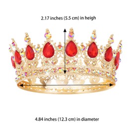 Feltent Red Crown for Women Crystal Tiara and Queen Crown for Women Wedding Headband for Bride Hair Accessories for Costume Birthday Party Cake Decoration Prom