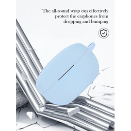 Case for Sony WF-1000XM5 Wf Xm5 Wireless Noise Cancelling Earbud,Soft Protective,BOVUGAC Silicone Case Cover with Keychain & Cleaning Kit & Lanyard for Sony Wf Xm5 Earbuds-SkyBlue