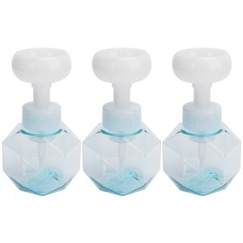 3Pcs PETG Flower Foam Bottle 300ml Mousse Pump Bottle Hand Washing Cosmetics SubpackageTransparent Blue Flower Sparkling Bottle
