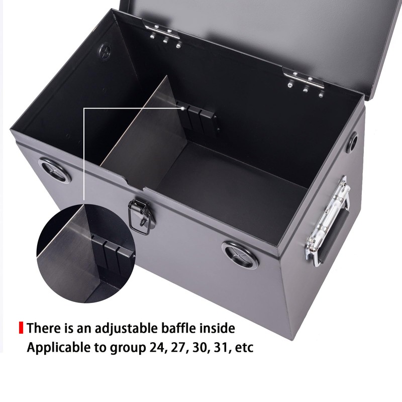 Peastorm Lockable Car/RV/Marine Battery Box, Adjustable Steel Battery Relocation Kit