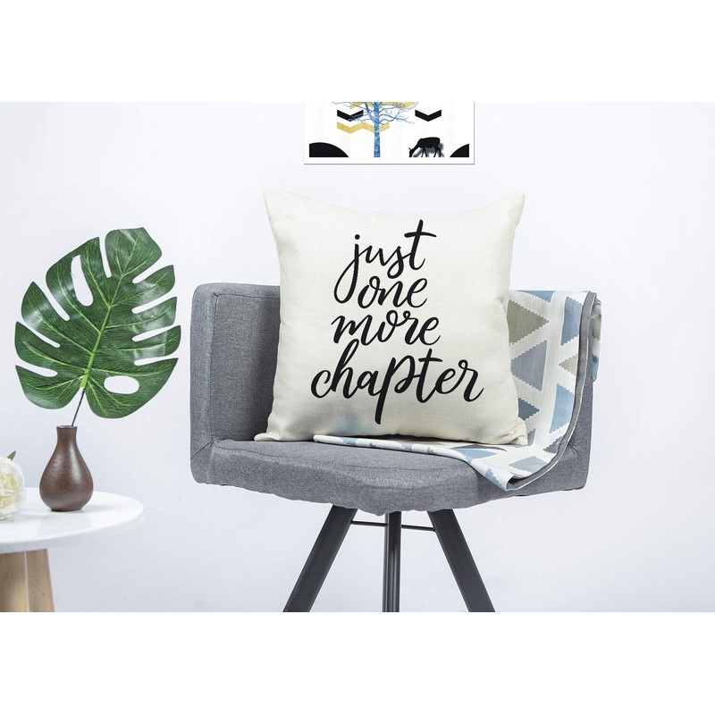 Just One More Chapter Throw Pillow Case Cushion Cover Book