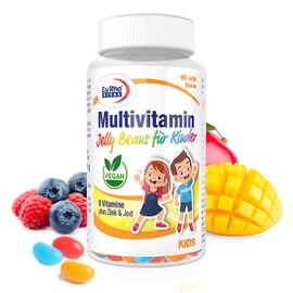 Multivitamin Kautabletten für Kinder | Vegan | Optimal für Kinder ab 4 Jahren | Mit Blaubeer-, Mango- und Himbeergeschmack | EuRho® Vital – Made in Germany | 90 Stück
