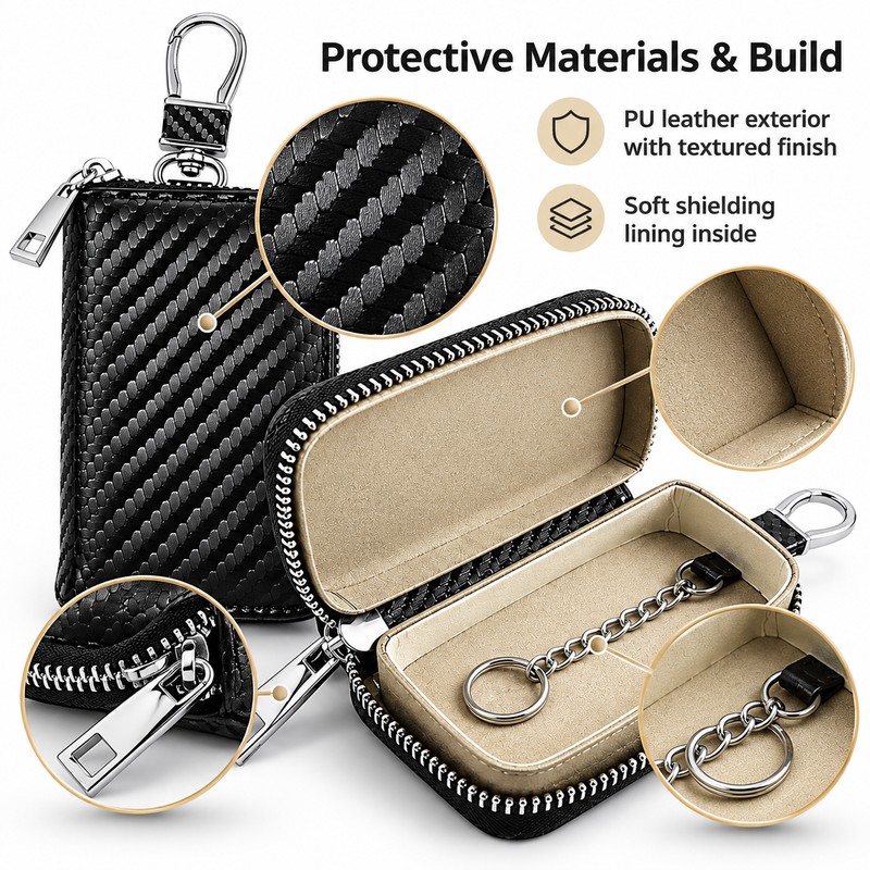 Car Key Fob Faraday Pouch – Signal-Blocking Case with PU