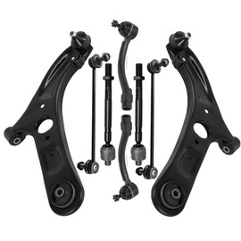 8-PC SET Suspension Kit fit 2011-2016 for Hyundai for Elantra 2012-2017 for Hyundai for Veloster for Elantra GT Front Lower Control Arm and Ball Joint Outer Inner Tie Rod End Sway Bar Link
