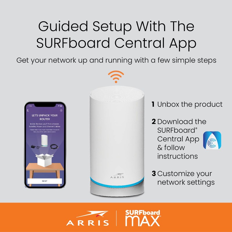 ARRIS Surfboard mAX W121 Tri-Band Mesh WiFi 6 System, AX6600