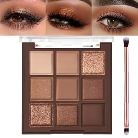 Paleta de Sombras de Ojos de 9 Colores - Kit de Maquillaje Mate y Brillo | Paleta de Sombras de Ojos Altamente Pigmentada, Mate de Larga Duración, par